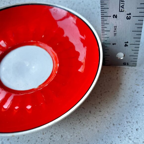 Orange & White Ceramic Saucer Plate 5.5 Inches diameter vintage - Picture 3 of 4